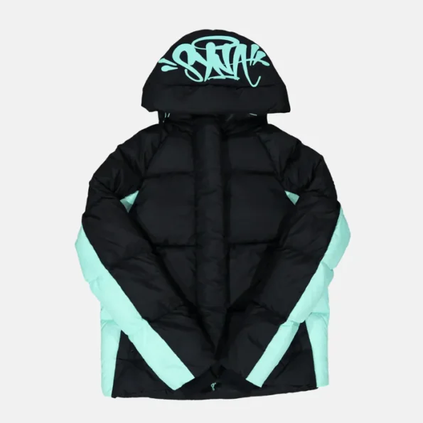 Syna World Logo Puffer Jacket - Black / Teal