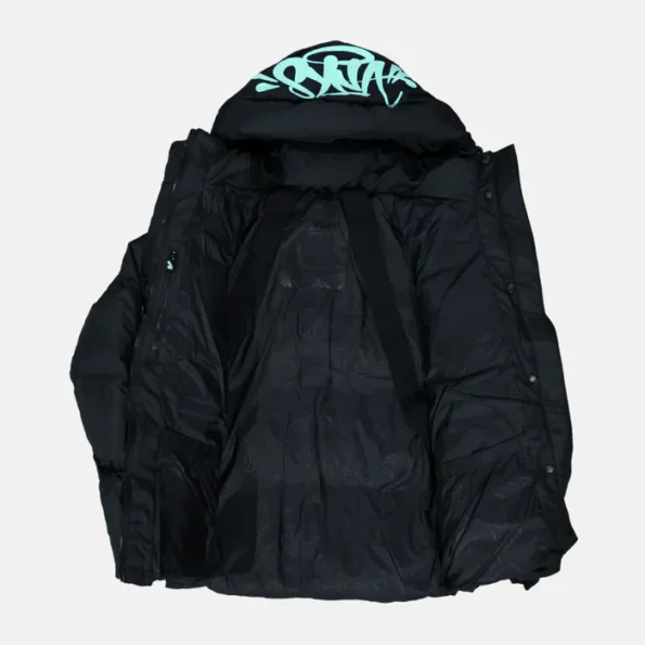 Syna World Logo Puffer Jacket - Black / Teal