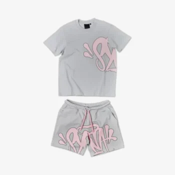 Syna World T-Shirt & Shorts Logo Set - Grey / Pink