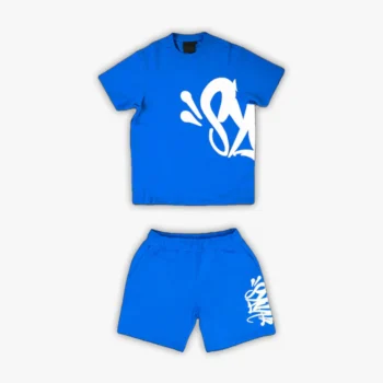 Syna World Team T-Shirt & Shorts Logo Set - Blue / White