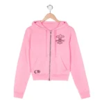 Chrome-Hearts-Girls-Zip-Up-Pink-Hoodie